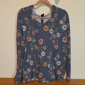 Agnes & Dora Floral Hoodie - Blue and Orange